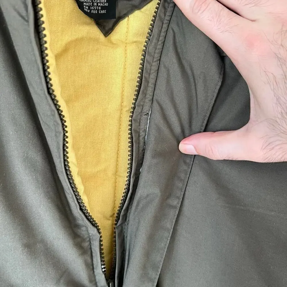 Vintage 80s Olive Drab Bomber Jacket | Aviator | Men's 2XLT